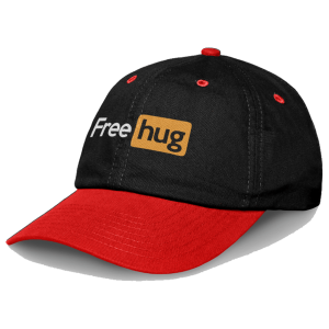 Free Hug hat black with red brim