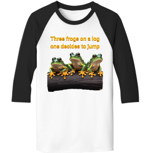 Three Frogs On A Log white black raglan