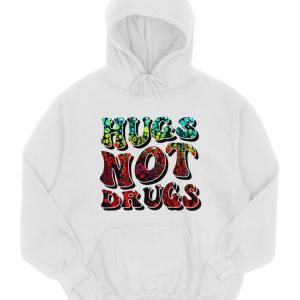 Hugs not Drugs Hoodie white