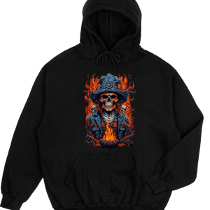 Flaming Skull With Top Hat Hoodie