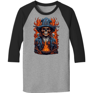 Flaming Skull With Top Hat Raglan