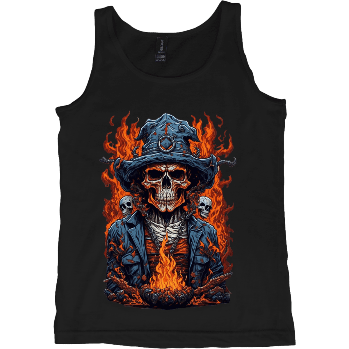 Flaming Skull With Top Hat – Tank Top